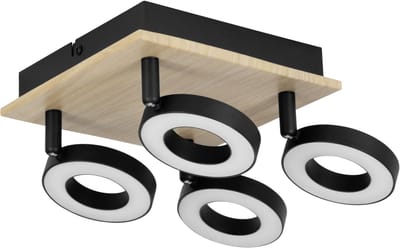 EGLO RIELVES PLAFOND 4L 170X170 HOUT/ZWART/WIT FSC