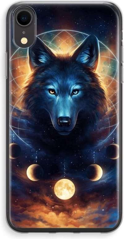 Case Company® - Hoesje geschikt voor iPhone XR hoesje - Wolf Dreamcatcher - Soft Cover Telefoonhoesje - Bescherming aan alle Kanten en Schermrand