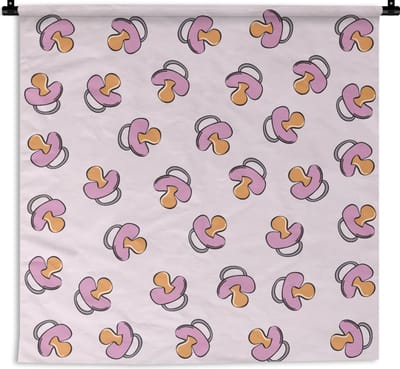 Wandkleed - Wanddoek - Speen - Patronen - Roze - 90x90 cm - Wandtapijt