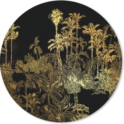 Muismat rond 20x20 cm - Mousepad Jungle - Goud - Bomen - Ronde muismatten