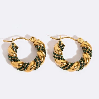 Croissant Oorbellen met Groene Zirkonia – Uniek & Chic | Twinolo