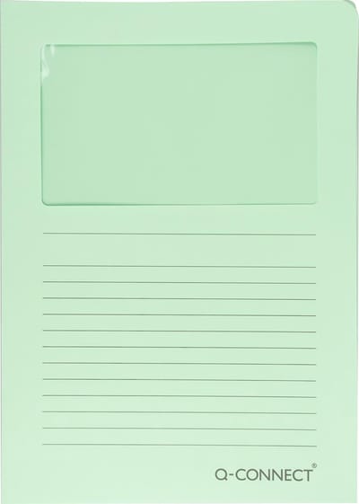 Q-CONNECT L-map met venster | 120 g/m² | A4 | pak van 100 stuks | lichtgroen