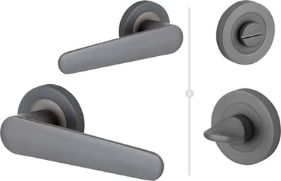 Ronda deurklink set op rozet - mat antraciet - incl. WC rozetten - Eliot® Deurbeslag