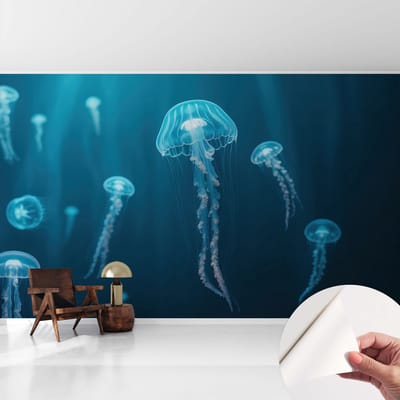 Coloray Zelfklevend Behang - Maritieme elegantie Stickerbehang op rol - 416x254 cm - Blauw Zelfklevend Behang - Voor de badkamer, slaapkamer en woonkamer. - Plakklare achterzijde - Zelfklevend fotobehang