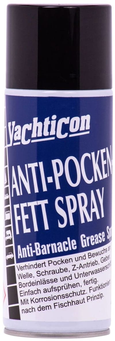 YACHTICON Anti Pocken Fett Antifouling Vet Spray 400 ml – Voorkomt Algen- en Mosselaangroei op Bootsromp, Eenvoudig Aanbrengen en Duurzame Onderwaterschipbescherming