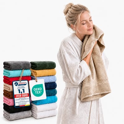 Komfortec 2x Handdoek 50x100 - 100% Katoen – Handdoekenset - Zacht - Zandbeige