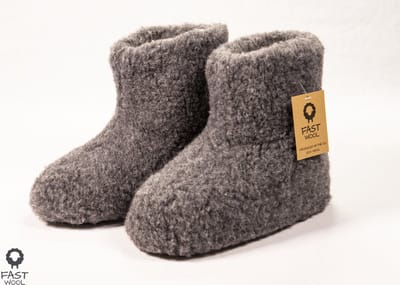 FAST WooL - 100% merinowol - Wollen sloffen - laars model - grijs - maat 49