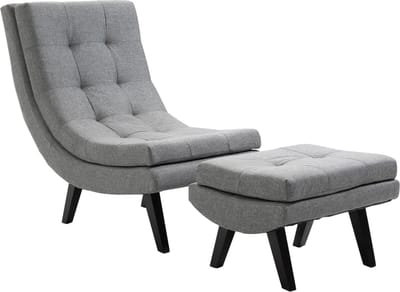 Fauteuil - Relaxzetel - Relaxstoel - Relaxfauteuil - Stoel - Met voetenbank - Voor één Persoon - Grijs