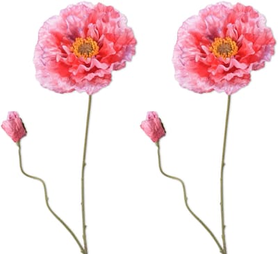 Viv! Home Luxuries Klaproos - 2 stuks - kunstbloem - roze - 75cm