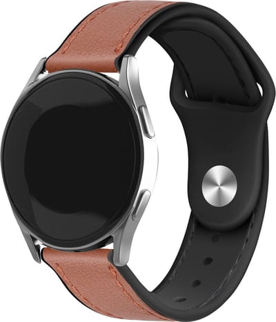 Strap-it bandje leer - leren / siliconen hybrid bandje geschikt voor Samsung Galaxy Watch 7 (40 & 44mm) / Watch 6 (Classic) / Watch 5 / 5 Pro / Watch 4 / 4 Classic / Watch FE - horlogeband voor Galaxy Watch 4-5-6 alle varianten - lichtbruin