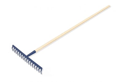 KADAX hark, brede hark met versterkte kop, metalen bladhark, bladhark met lange steel van hout, tuingereedschap voor wieden, bemesten, tuinhark voor gazon, bloemperken (16 tanden)