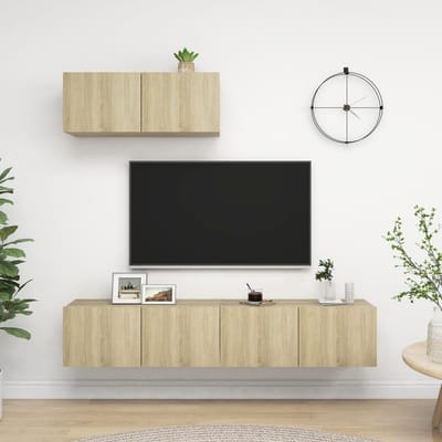 vidaXL - Tv-meubelen - 3 - st - bewerkt - hout - sonoma - eikenkleurig