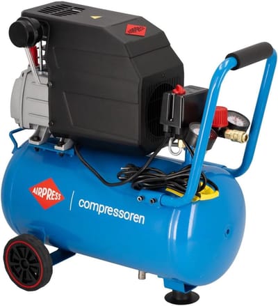 Mobiele Compressor - Oliegesmeerd - Werkplaats Gebruik - Compact Ontwerp - 24 Liter Tank