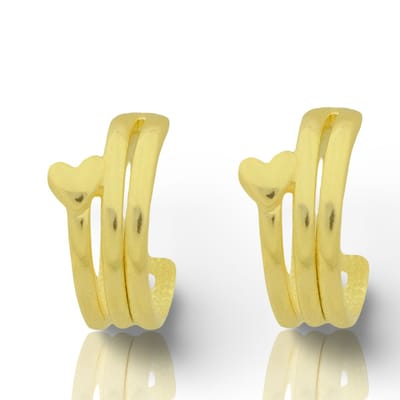 Moon Heart Earrings Gold 14K