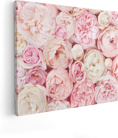 Artaza Canvas Schilderij Rozen - 100x80 cm - Groot - Wanddecoratie Bloemen - Muurdecoratie Woonkamer - Schilderijen Op Canvas Roze