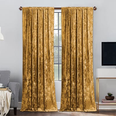 Qelus Fluwelen Gordijnen Verduisterend - Lichtwerend & Geluiddempend - Zacht Fluweel voor Slaapkamer Woonkamer - 1 Stuk(Goud, B140 x H225cm)