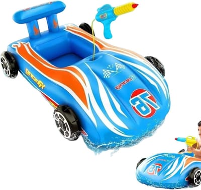 Zwemvlot Auto - Opblaasbare Boot - Waterpret Zomer - Met Watersproeier - 110x75x40CM - Raceauto Design