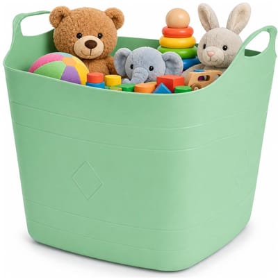 Excellent Houseware Flexibele emmer - 3x - groen - 15 liter - kunststof - vierkant - 30 x 29 cm