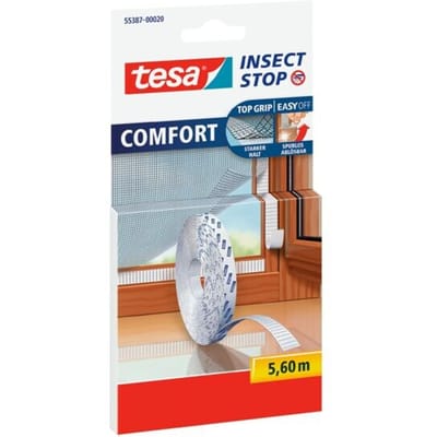 tesa INSECT STOP H&L Tape Premium - klittenband vervangingsrol voor horren, bevestiging zonder boren - 1 rol 560 cm - wit