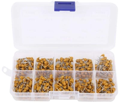 Assortiment van 500 keramische condensatoren van verschillende waarden, 0.1uF tot 10uF, voor elektronica projecten en reparaties