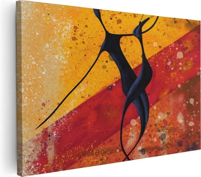 Artaza Canvas Schilderij Afrikaanse Vrouw - 90x60 cm - Wanddecoratie Abstract - Muurdecoratie Silhouet - Schilderijen Op Canvas