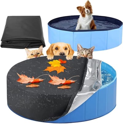 Ronde zwembadafdekking 160 x 30 cm van waterdicht oxforddoek, ideaal voor honden en kinderen, beschermt zwembad tegen vuil en bladeren