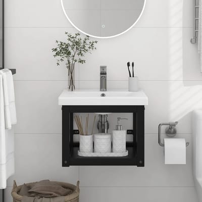vidaXL - Wastafelframe - wandgemonteerd - 40x38x31 - cm - ijzer - zwart