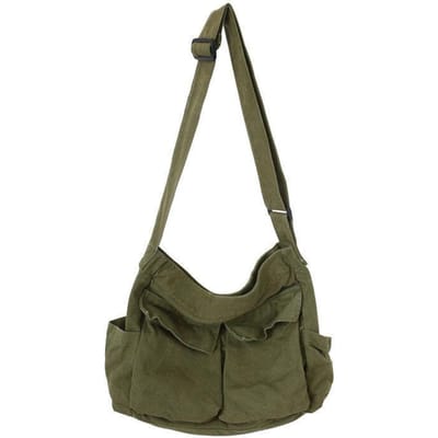 Werkkleding Canvas Schoudertas Grote Capaciteit Retro Messenger Tas Nieuwe Student Klas Messenger Tas groen