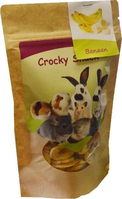 Mijten Crocky Snack Banaan - Knaagdierensnack - Gezonde Traktatie Konijnen Cavia - Gedroogd Fruit - 30g