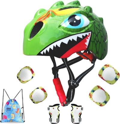 Kinderfietshelm Set met Bescherming voor Meisjes en Jongens (2-8 Jaar) - Kinderhelm & Valset
