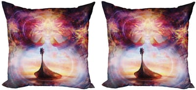 ABAKUHAUS Psychedelische kussenhoes – Set van 2x40x40 cm – Multicolor, Draakkop, Dubbelzijdig bedrukt, Rits
