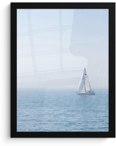 Poster in lijst - Fotolijst 30x40 cm - Posters - Horizon - Zeilboot - Zee - Posterlijst zwart - Decoratie - Wanddecoratie woonkamer - Muurdecoratie slaapkamer