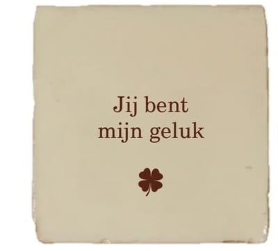 Gekleurd tegeltje - Jij bent mijn geluk - Beige - Handgemaakte tegel | Spreuktegel | Tegeltjes met Spreuken | Tegeltjeswijsheid | Tegeltje tekst | Origineel cadeau