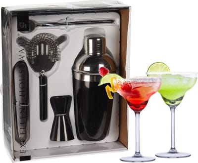 Excellent Houseware cocktails maken set 5-delig met 4x Margarita glazen 250 ML