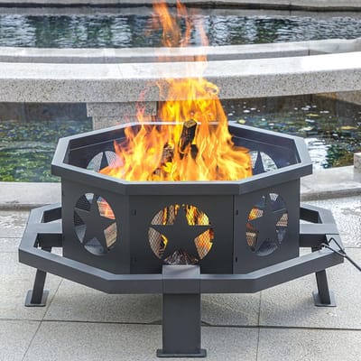 35 inch Vuurplaats voor Buiten - Zware Houtbrandende Vuurkorven voor Tuin en Terras