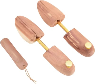 vidaXL - Schoenspanner - met - schoenlepel - EU - 44-45 - massief - cederhout