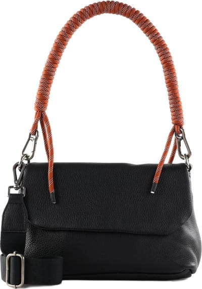 FREDsBRUDER Leren Schoudertas Nea Shoulderbag with Flap Black Zwart