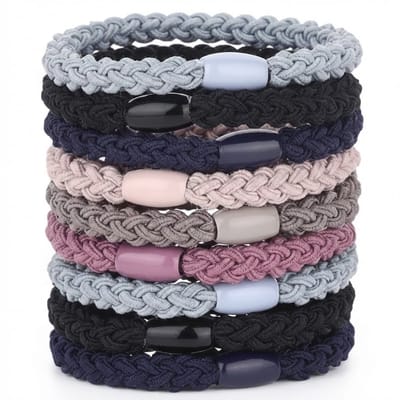 Set van 12 gevlochten haar elastiekjes – sterke elastische haar banden – mix van neutrale en pastel kleuren – gevlochten haar accessoire voor dames en meisjes