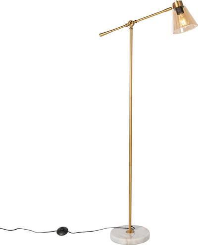 QAZQA nina - Art Deco Vloerlamp | Staande Lamp - 1 lichts - H 134.5 cm - Brons - Woonkamer | Slaapkamer | Keuken