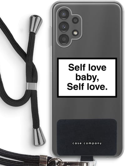 Case Company® - Hoesje met koord geschikt voor Samsung Galaxy A13 4G hoesje met Koord - Self love - Telefoonhoesje met Zwart Koord - Bescherming aan alle Kanten en Over de Schermrand