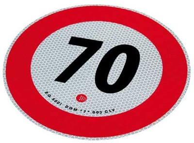 Speed limit sign. 70 km/u
