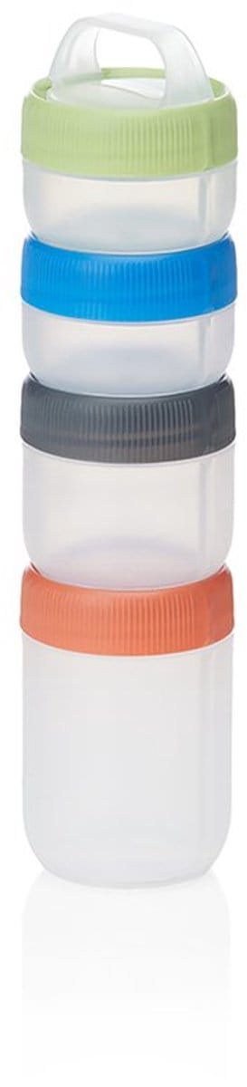 HumanGear - Stax - Small - Clear/Spectrum - Starter 4-pack - opbergdoos - stapelbaar - lichtgewicht