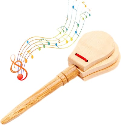 Houten Castagnetten - Muziek Instrument - Muziek Maken - Creatief Ontwerp - 21.5cm Klankbord - Houtkleur