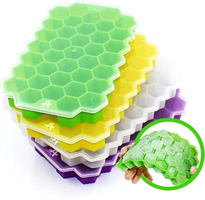 Axties - IJsblokjesvorm met Deksel  - Siliconen - Multicolor - 4 Stuks