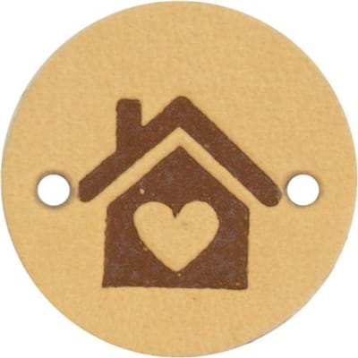 Durable Leren Rond Label met Huisje Opdruk – 2 cm – Set van 2 Stuks