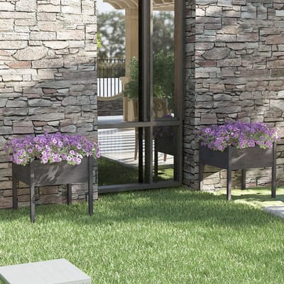 vidaXL - Plantenbakken - 2 - st - 70x70x70 - cm - massief - grenenhout - grijs