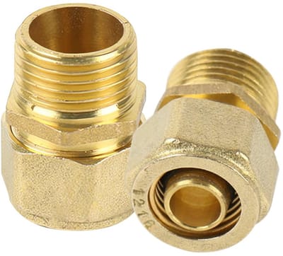 Dailygoods- Schroeffitting overgang 16 mm x 3/4" - Klemringschroefverbinding - Messing - 2 Stuks - Geschikt voor buisverbinding - Gewicht 150 gram - Fitting