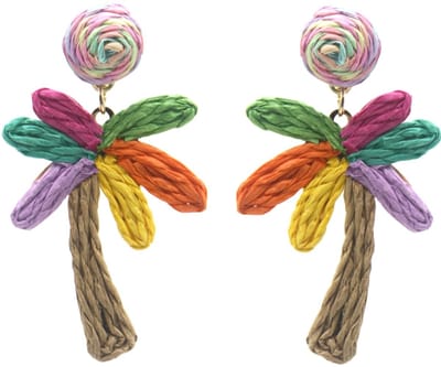 Oorbellen Palmboom – Kunststof – 6.5x4cm – Multikleur