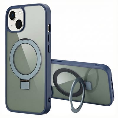 Accezz Hoesje - Geschikt voor Apple iPhone 13 - Ring Stand Backcover geschikt voor MagSafe - Blauw