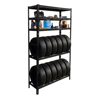 Bandenrek - voor 12 banden - 210 x 120 x 40 cm - 750 kg - zwart